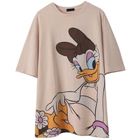 Disney T-Shirt Mickey Mouse stokrotka kaczka nadruk kreskówkowy kobiety bawełna T-Shirt Streetwear O-Neck sweter luźne Tee topy 5